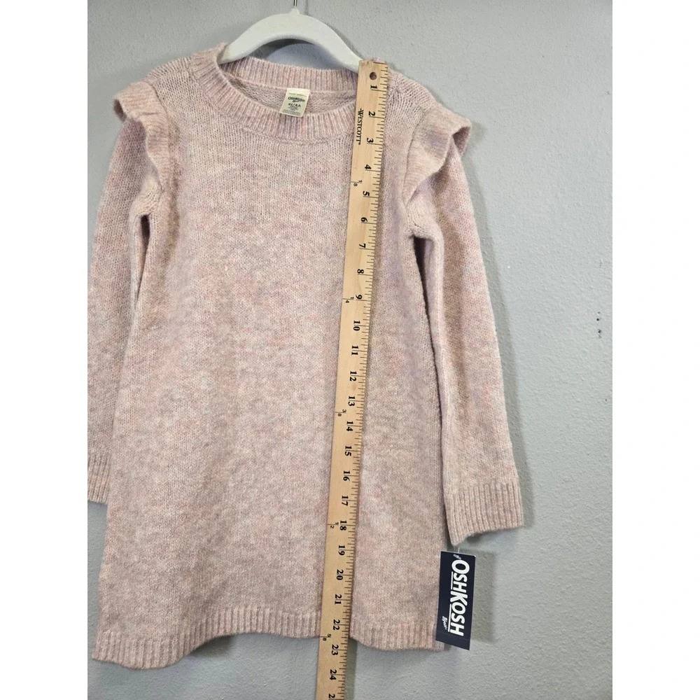 OshKosh B'gosh Ruffle Shoulder Marled Knit Long Sleeve Sweater Dress 4t/4A